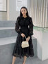 Elegant Jacquard Lace Dress for Women with Sweet Edible Tree Fungus Patchwork